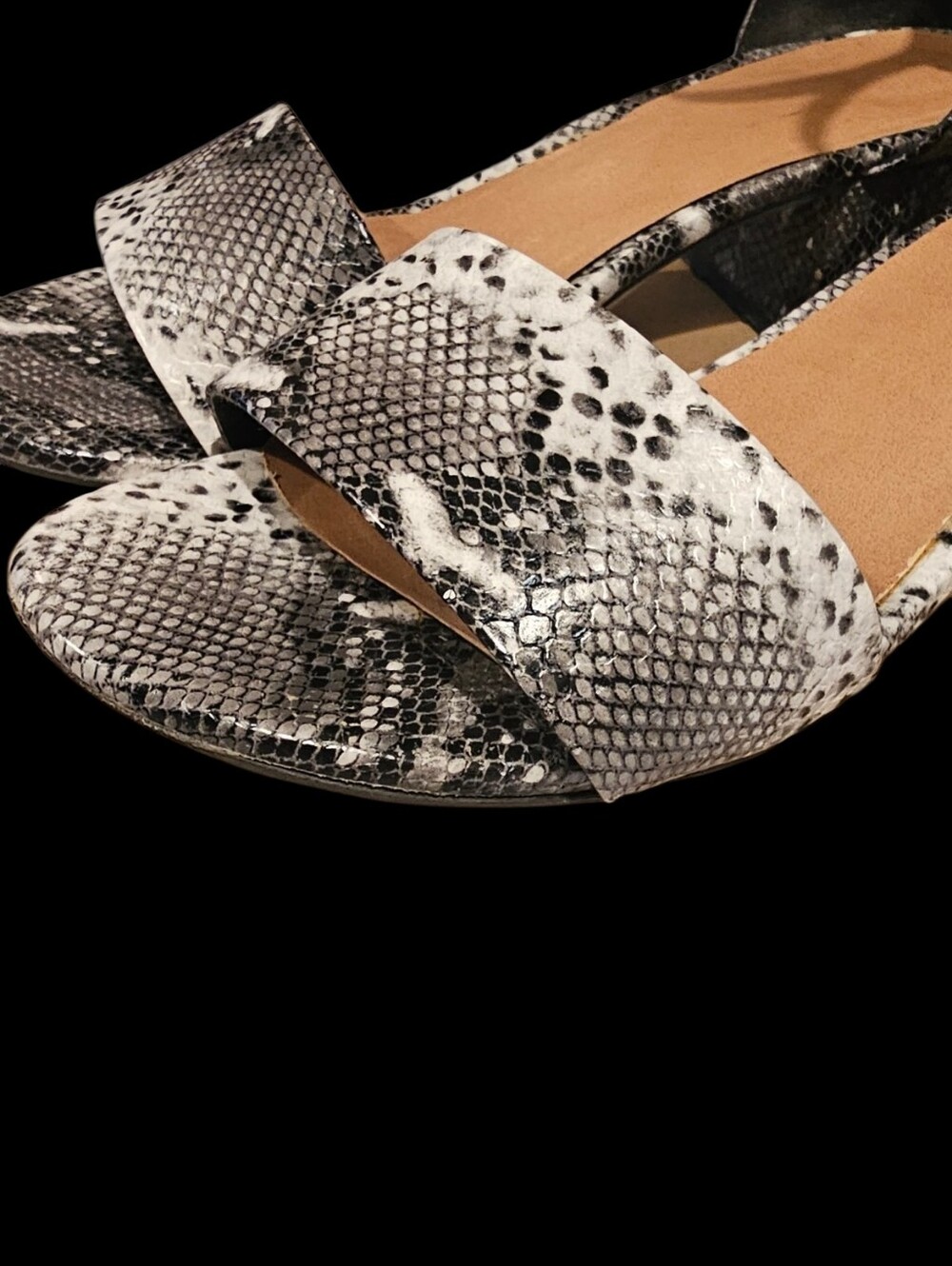 Snake-Print Ankle-Strap Block Heel Sandals By Sugar - Picture 2 of 6